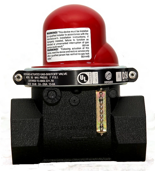 Pacific Seismic Products 313 - Válvula de cierre sísmico horizontal 1-1/2" HNPT 60 psi