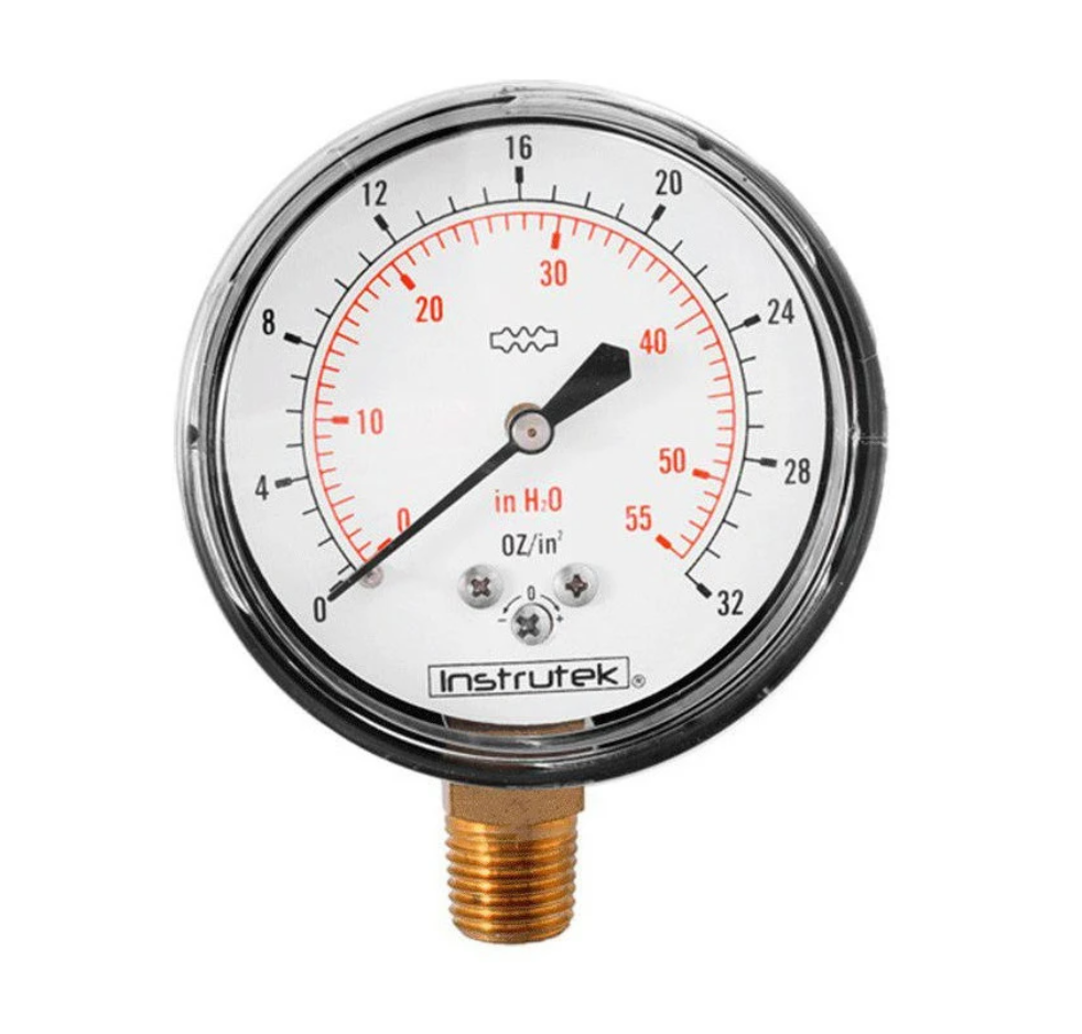 Manómetro baja presión 32 Oz / 55 InH2O para gas LP y Natural