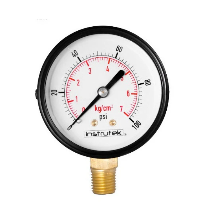 Manómetro para compresor 100 PSI / 7 Kg/cm2 para gas LP y Natural alta presión